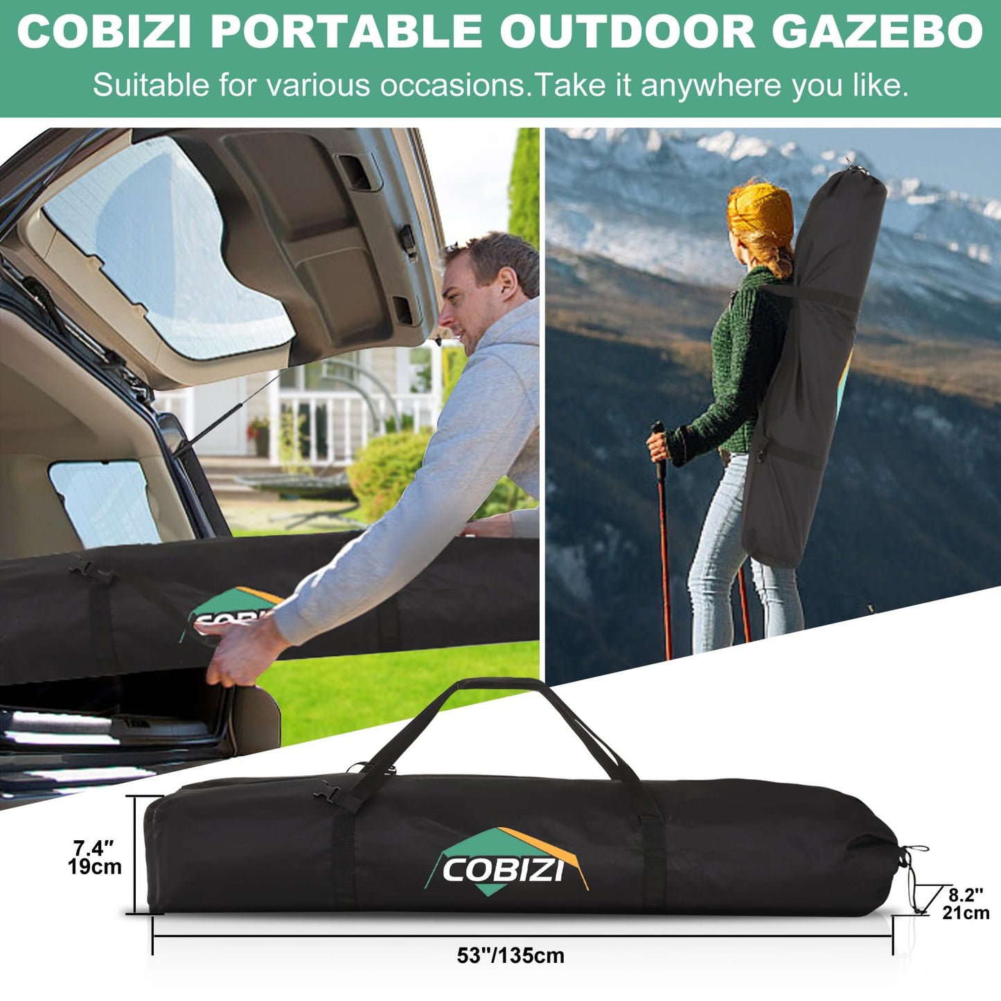 COBIZI 6x6 FT Pop up Gazebo Tent, Waterproof Instant Screen with Mosquito Netting, Portable Outdoor Small Screen Tents Sun Shelter, carpas para Patio for Outdoor Camping, Backyard and Garden, Khaki