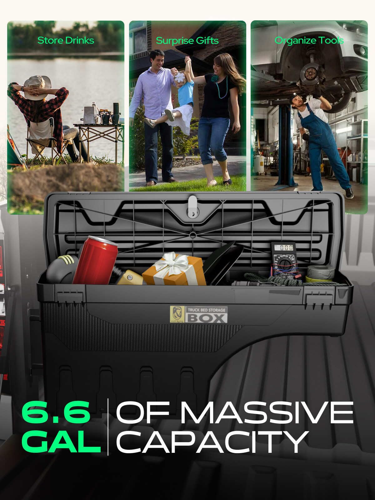 YHTAUTO Truck Bed Storage Tool Box Lockable Compatible with 2019-2025 Ram 1500 Pickup, Passenger Side, Will Not Work with RamBox & Classic Model, Swing Waterproof Wheel Well Toolbox