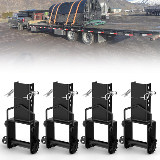 AUH Trailer Stake Pocket Winch Heavy Duty（4 Pack）Stake Pocket Tie Down 16200 LBS Capacity and 5400 LBS Load Limit for Flatbed Trailer Trucks Winches