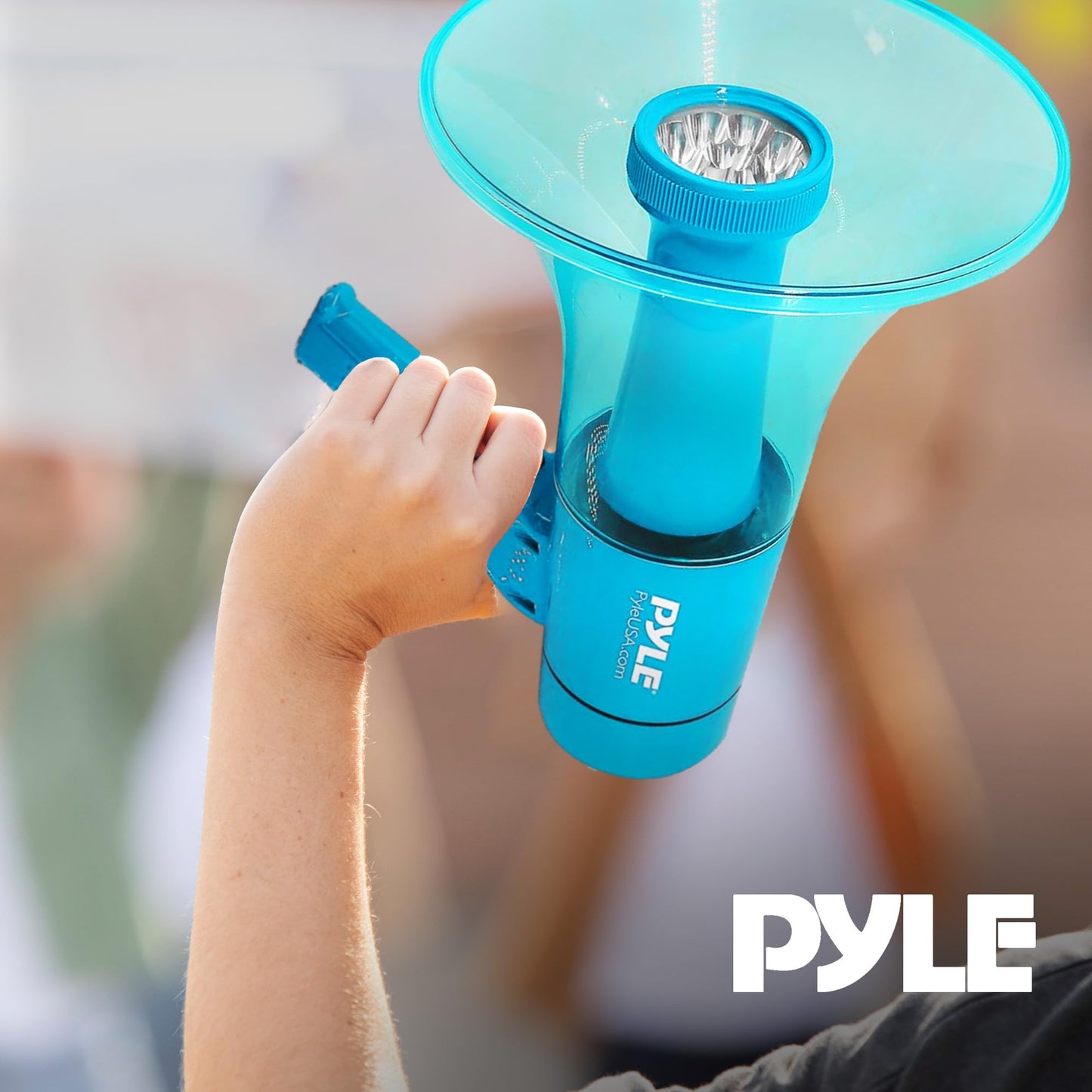 Pyle 40W Portable PA Megaphone with Alarm Siren, Adjustable Volume, Marine Grade Waterproof Construction, 1000-Yard Range, Lightweight Handheld, Requires 8 AA Batteries - Ideal for Indoor/Outdoor Use