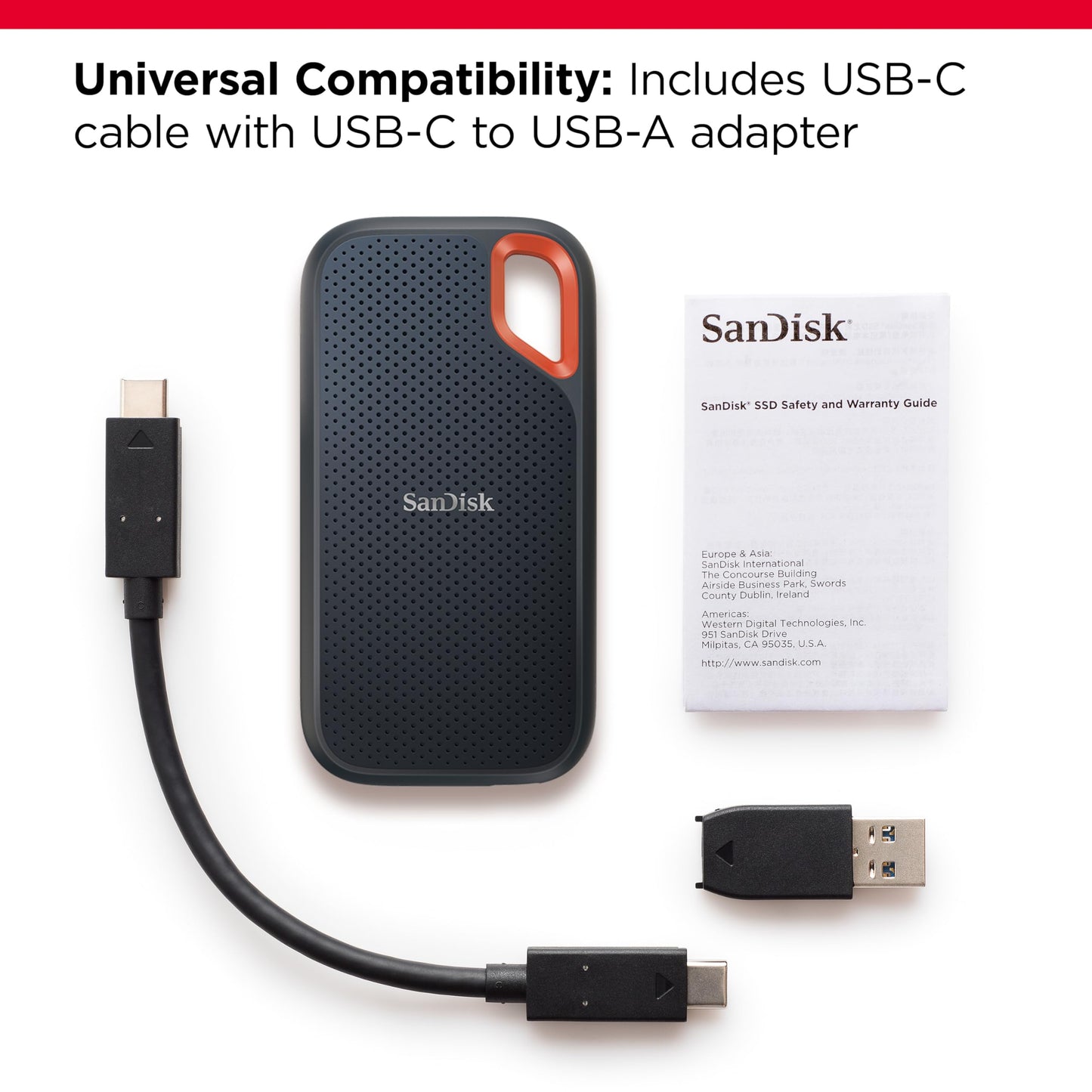 SANDISK 8TB Extreme Portable SSD (Old Model) - Up to 1050MB/s, USB-C, USB 3.2 Gen 2, IP65 Water and Dust Resistance, Updated Firmware - External Solid State Drive - SDSSDE61-8T00-G25