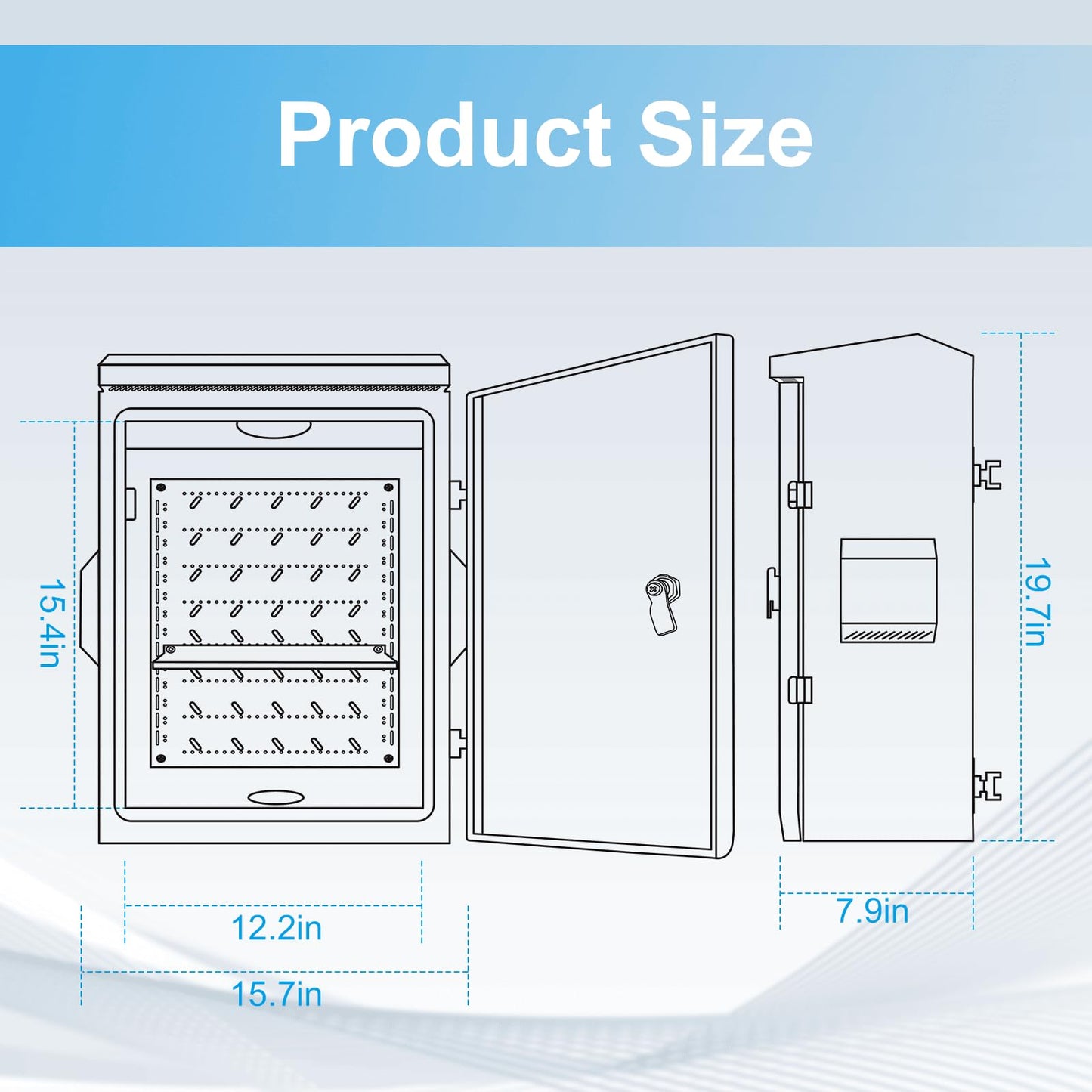 Outdoor Electrical Box with Thermostat and Fan, Cold-Rolled Steel Plate, Aluminum Alloy Back Beam, One-Piece Ventilation Design, IP65 Waterproof, Wall/Pole Mounted. (19.6" x 15.7" x 7.9")