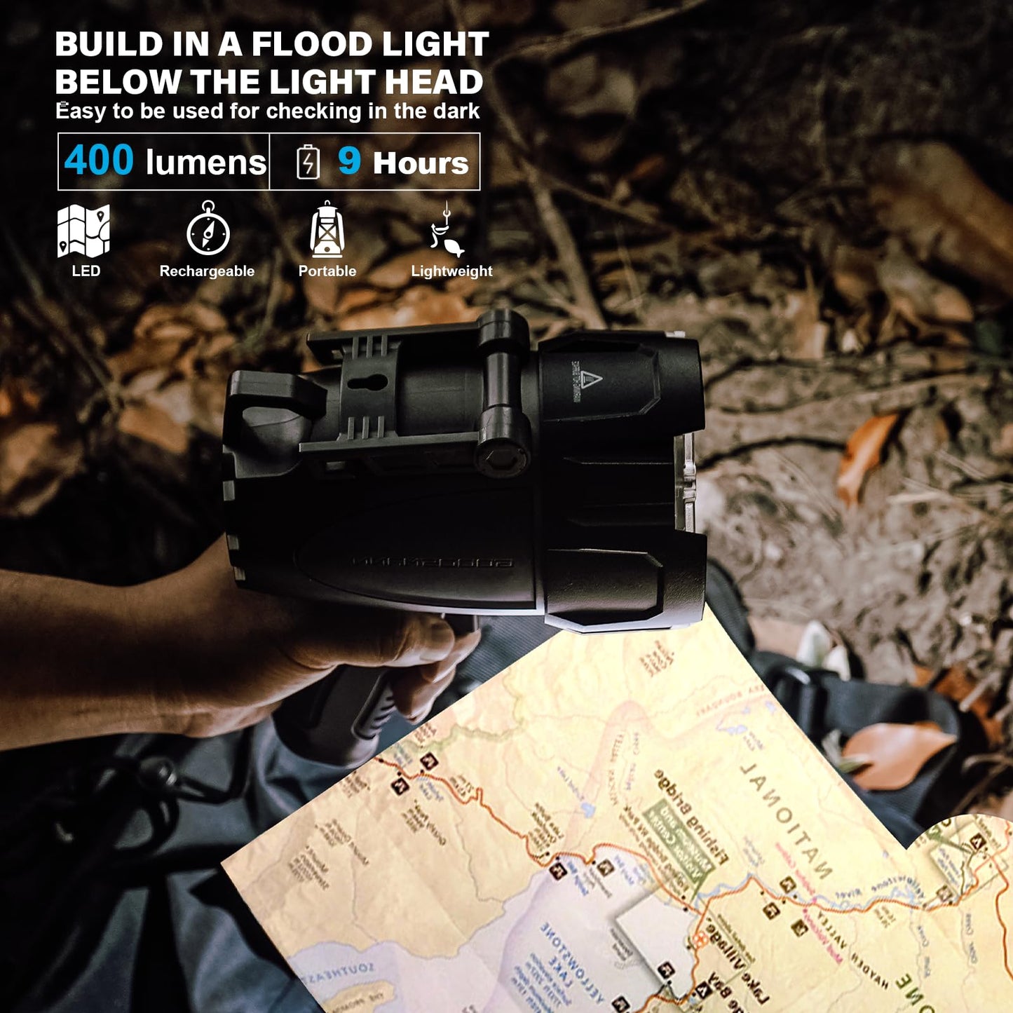 GOODSMANN 6000 Lumen Boat Spotlight - Waterproof Rechargeable LED Hunting Spotlight with Detachable Red Light Filter, EVA Carrying Case