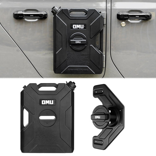 MAIKER 2.64 Gallon/10L Door Hinge Container and Mount Set Compatible with 2007-2024 Jeep Wrangler JK JL Gladiator JT, Backing Plate with Spout Backup Water Storage Can,1PCS