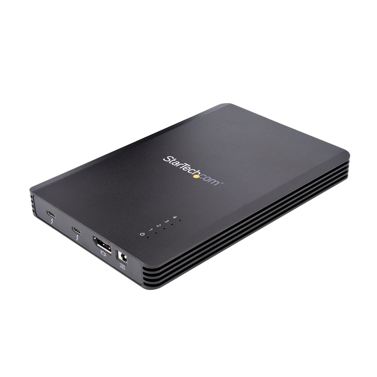 StarTech.com 4 Bay Thunderbolt 3 NVMe Enclosure, for M.2 NVMe SSD Drives, 1x DisplayPort Video/ 2X TB3 Downstream Ports, 40Gbps, 72W Power Supply, External Hard Drive Enclosure , TAA (M2E4BTB3)