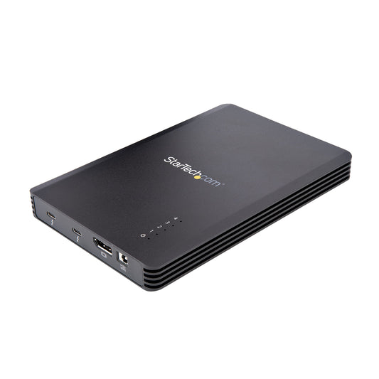 StarTech.com 4 Bay Thunderbolt 3 NVMe Enclosure, for M.2 NVMe SSD Drives, 1x DisplayPort Video/ 2X TB3 Downstream Ports, 40Gbps, 72W Power Supply, External Hard Drive Enclosure , TAA (M2E4BTB3)