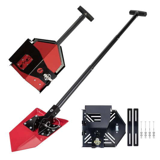 DMOS Delta Shovel + Mount - Collapsible Heavy-Duty Steel Folding Shovel for Camping, Overlanding, Survival, Military, Hunting, & Off-Road Use - Racing Red - Regular