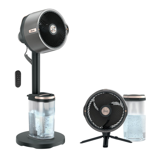 Shark FlexBreeze Pro Mist Fan, Indoor & Outdoor Oscillating Cooling Fan with Misting for Home & Patio, Floor & Tabletop, Portable Cordless & Corded, 24Hr Battery, Remote, Charcoal Grey, FA302