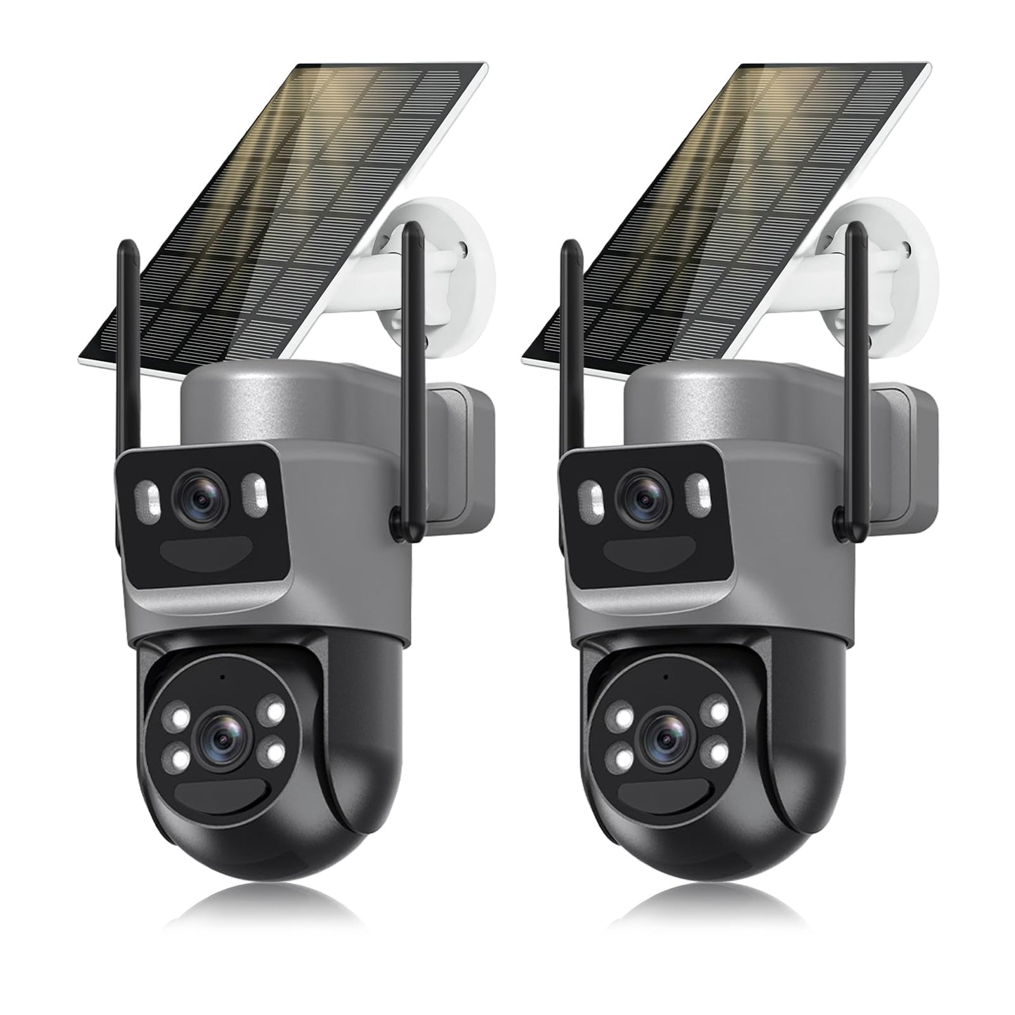 Latuwuz 4K Security Cameras Wireless Outdoor Solar, 5GHz/2.4GHz WiFi 360° PTZ Cameras for Home Security with Dual Lens, Color Night Vision, Human Detection, Siren, 2-Way Audio, IP66
