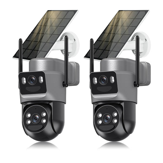 Latuwuz 4K Security Cameras Wireless Outdoor Solar, 5GHz/2.4GHz WiFi 360° PTZ Cameras for Home Security with Dual Lens, Color Night Vision, Human Detection, Siren, 2-Way Audio, IP66