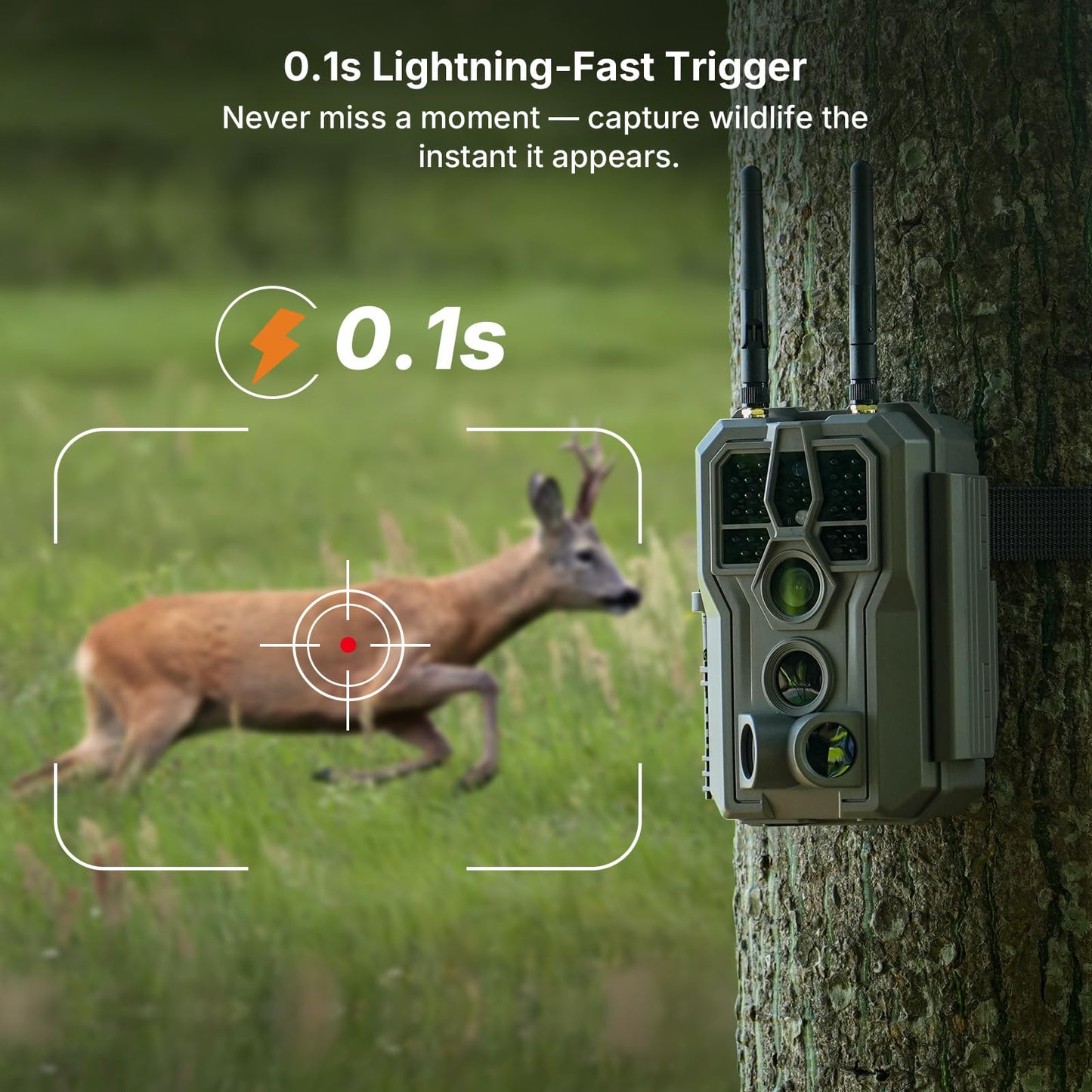 GardePro E8 2.0 WiFi Trail Camera (Non-Cellular) with 5200mAh Battery Solar Panel, 4K Video & 64MP Photo, 64GB SD Card, Dual Antennas, Stable Connection, On-Site App Viewing, Motion Activiated