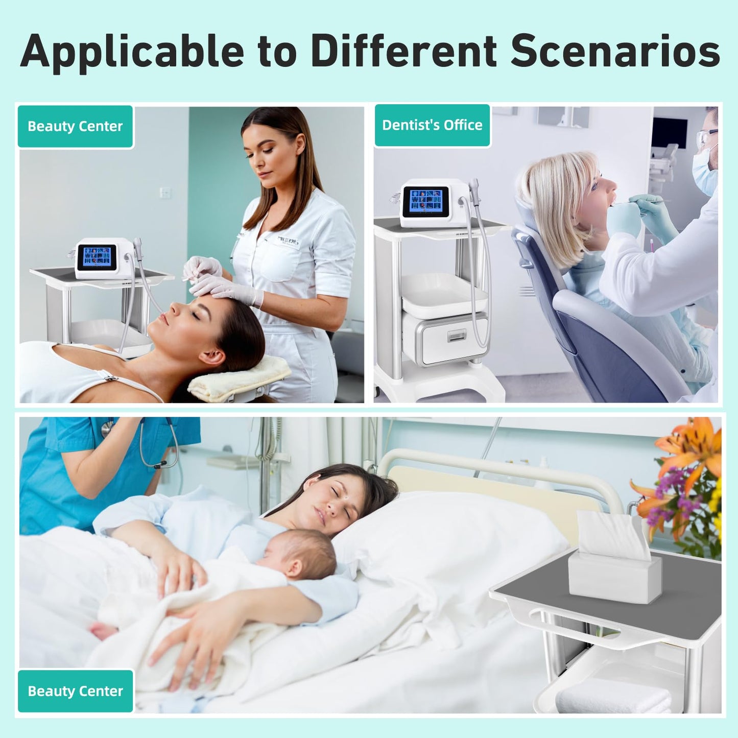 Professional Mobile Medical Trolley with Wheels and Drawers for Home Bedroom Salon Lab Hospital Dental Office Clinic