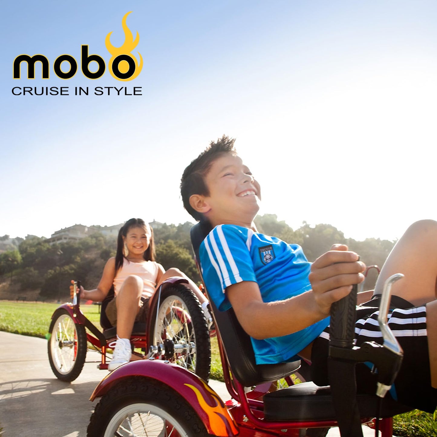 Mobo Triton Recumbent Trike. Kids 3-Wheel Bike. Youth Cruiser Tricycle