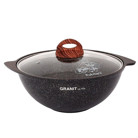 TM KUKMARA Aluminum Wok Kazan Cooking Pot with Lid inchGranit ultra inch 4.8-qt. (4.5 L) Camping Cookware Kitchen Pot