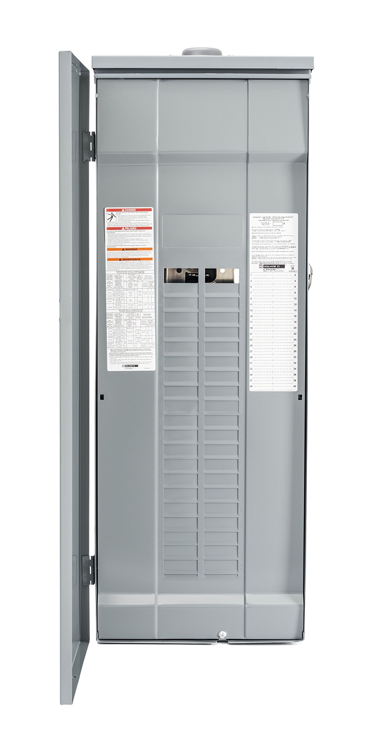 Square D - HOM4284L225PRB Homeline 225-Amp 42-Space 84-Circuit Outdoor Main Lugs Load Center with Cover, Plug-on Neutral Ready