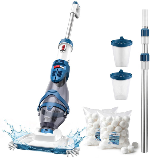 ENHULK Cordless Pool Vacuum, Upgraded Dual Mode, 22 GPM Powerful Suction, 13.4" Wide Head & 98.4" Telescopic Pole, 4 Filter Units, 1H Runtime, Handheld Pool Cleaner for Above/Inground Pools, PC20