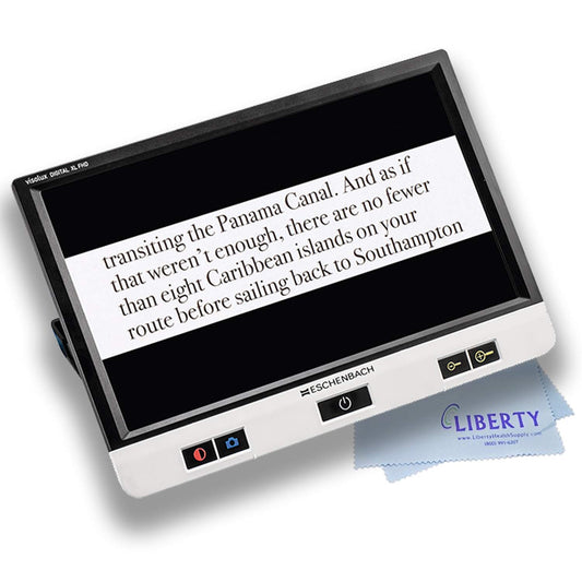 Eschenbach Visolux Digital XL FHD - Advanced Portable Color Video Magnifier (XL 12" TFT LCD Touch Screen with Anti-Glare Coating, FHD Camera, and Built-in Stand) - Includes Liberty Cleaning Cloth