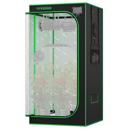 VIVOSUN P276 2.7x2.7 PRO Grow Tent, Indoor Plant Grow Tent Greenhouse with 2000D Mylar Fabric, 1" Poles, Extra Hanging Bars, 32"×32"×63", No High CFM Kit