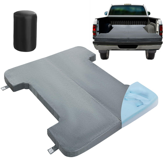 HOMBYS Memory Foam Truck Bed Mattress for 6ft to 6.5ft, Foldable 2.5" Thickness Full Size Truck Bed, Pick Up Mattress for Tent Camping, Grey