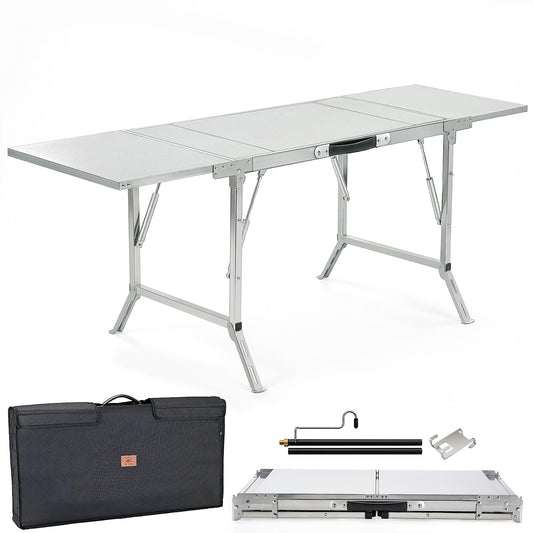 CAMPJOURNEY Folding Table IGT Camping Table, Portable Outdoor IGT Cook System, Stainless Steel Camp Table with Carry Bag for Car Camping Picnic RV Trip Patio Backyard BBQ
