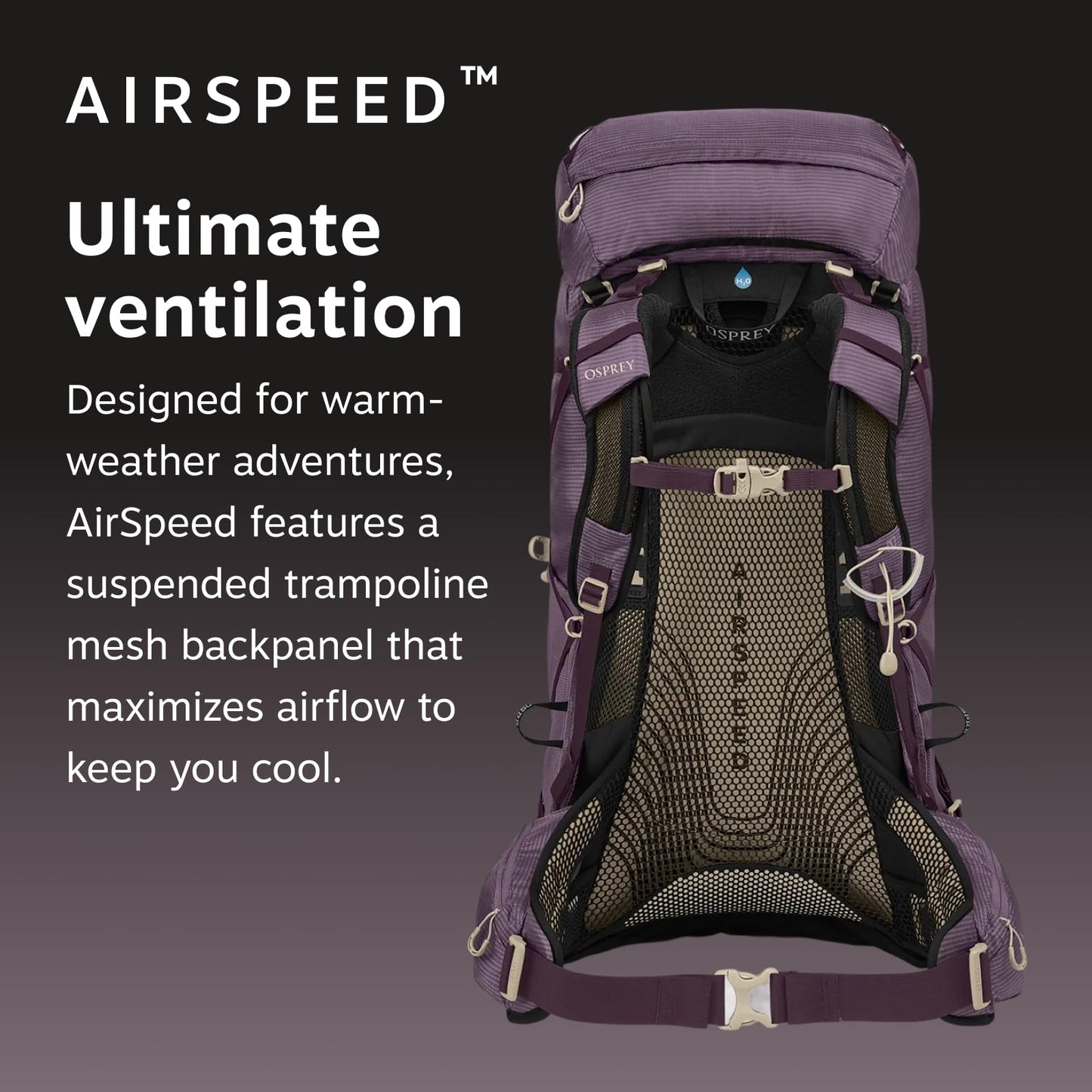 Osprey Mira 24L Women's Hiking Backpack with Hydraulics Reservoir - Hydration Pack with Water Bladder, Graphite Purple