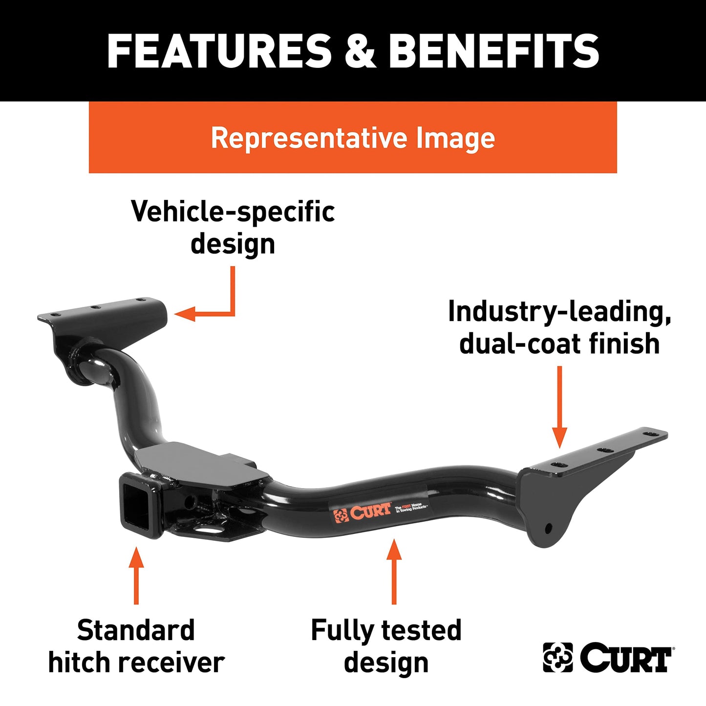 CURT 13323 Class 3 Trailer Hitch, 2-Inch Receiver