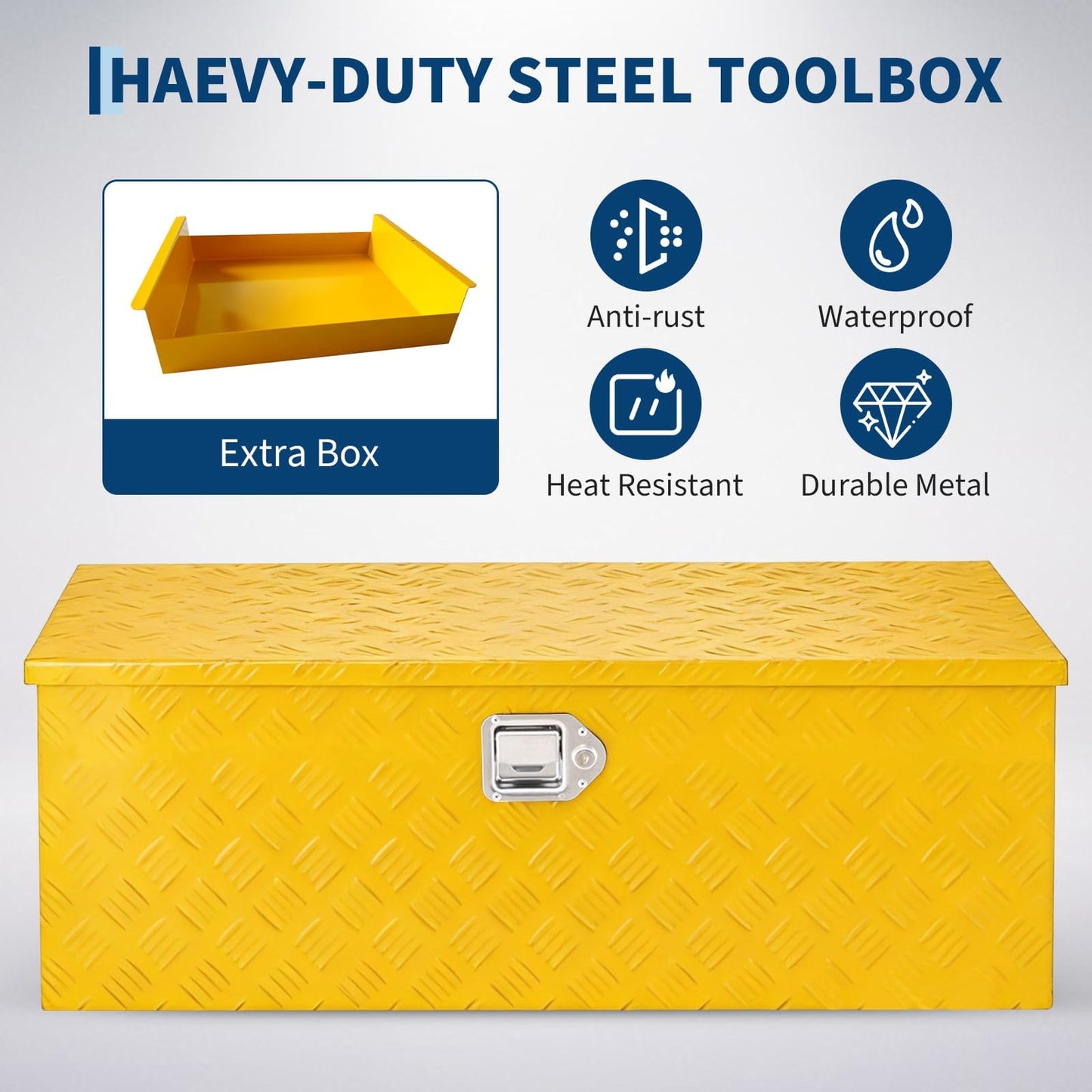 Heavy Duty Aluminum Truck Bed Tool Box 36'', Professional-Grade Storage Chest with Secure Lock, Gas Strut Lid, and Small Parts Organizer, Durable Heavy Duty Alu Tool Box for Pickup, RV, Trailer