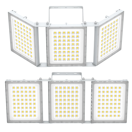 SOLLA 600W LED Outdoor Flood Light, 60000LM Super Bright Stadium Light, 6000K Daylight White, IP66 Waterproof 3 Heads Adjustable Outdoor Floodlights for Backyard, Parking Lot, Stadium, Field(2 Pack)