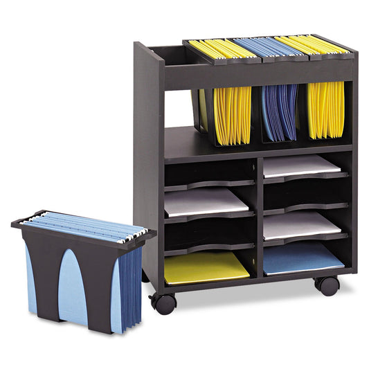 Safco Go Cart Mobile Cart, Rolling File Organizer, Includes 4 Removable Plastic Tubs for Letter-Size Hanging Files & 6 Pullout Shelves