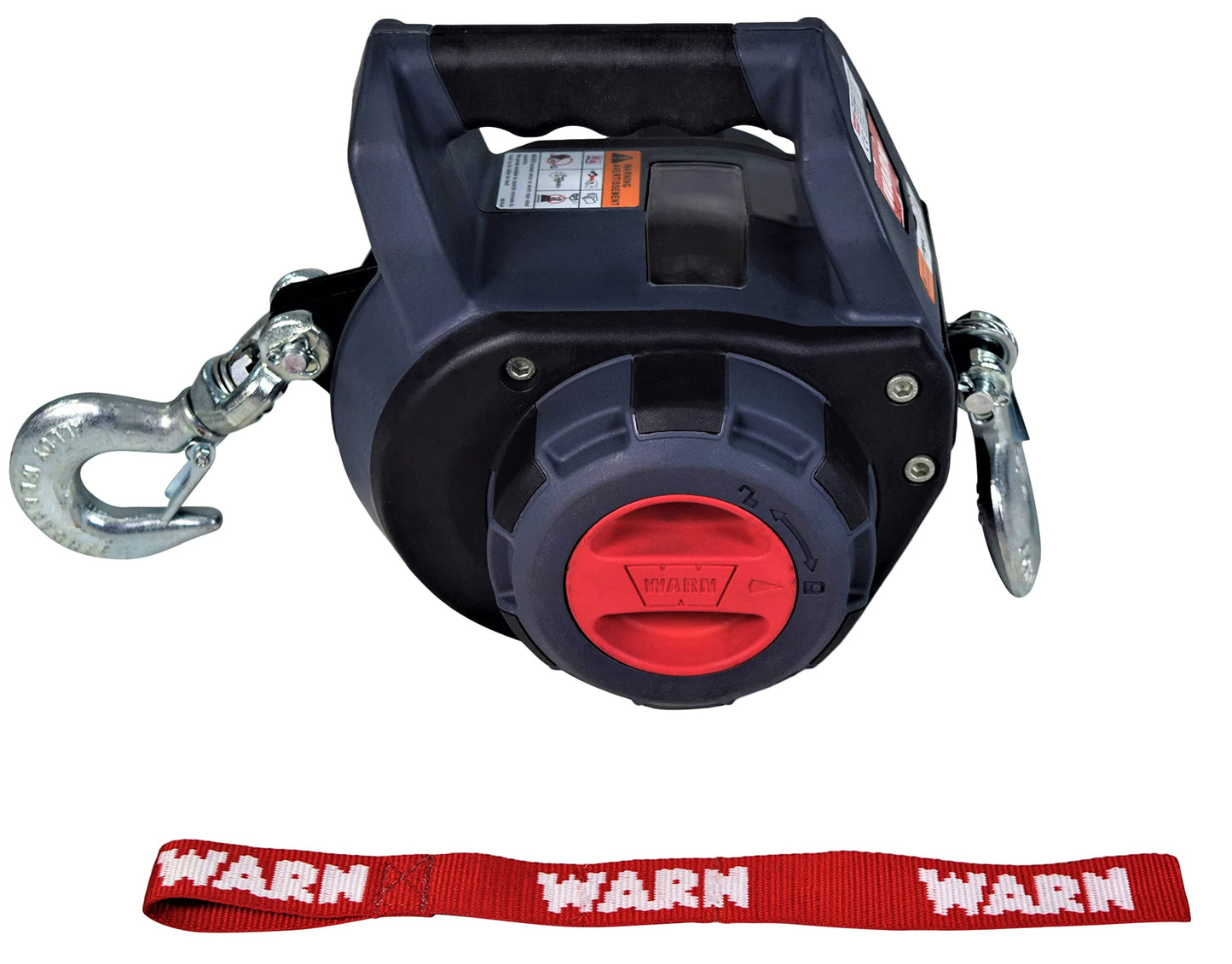 WARN Drill Winch – 750 lb Portable Pulling Winch with Synthetic Rope | Drill-Powered Operation | Lightweight, Compact Design with Hook & Controls | Ideal for Trailers, ATVs, UTVs.