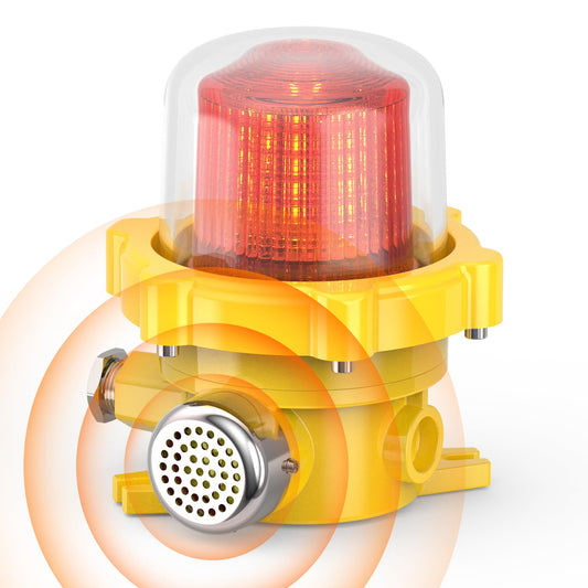 ZJGMGD Industrial Rotating Siren Alarm with Red Strobe Light, High-Decibel 120dB Emergency Buzzer Beacon for Warehouse, Machinery, Intruder Alert DC24V