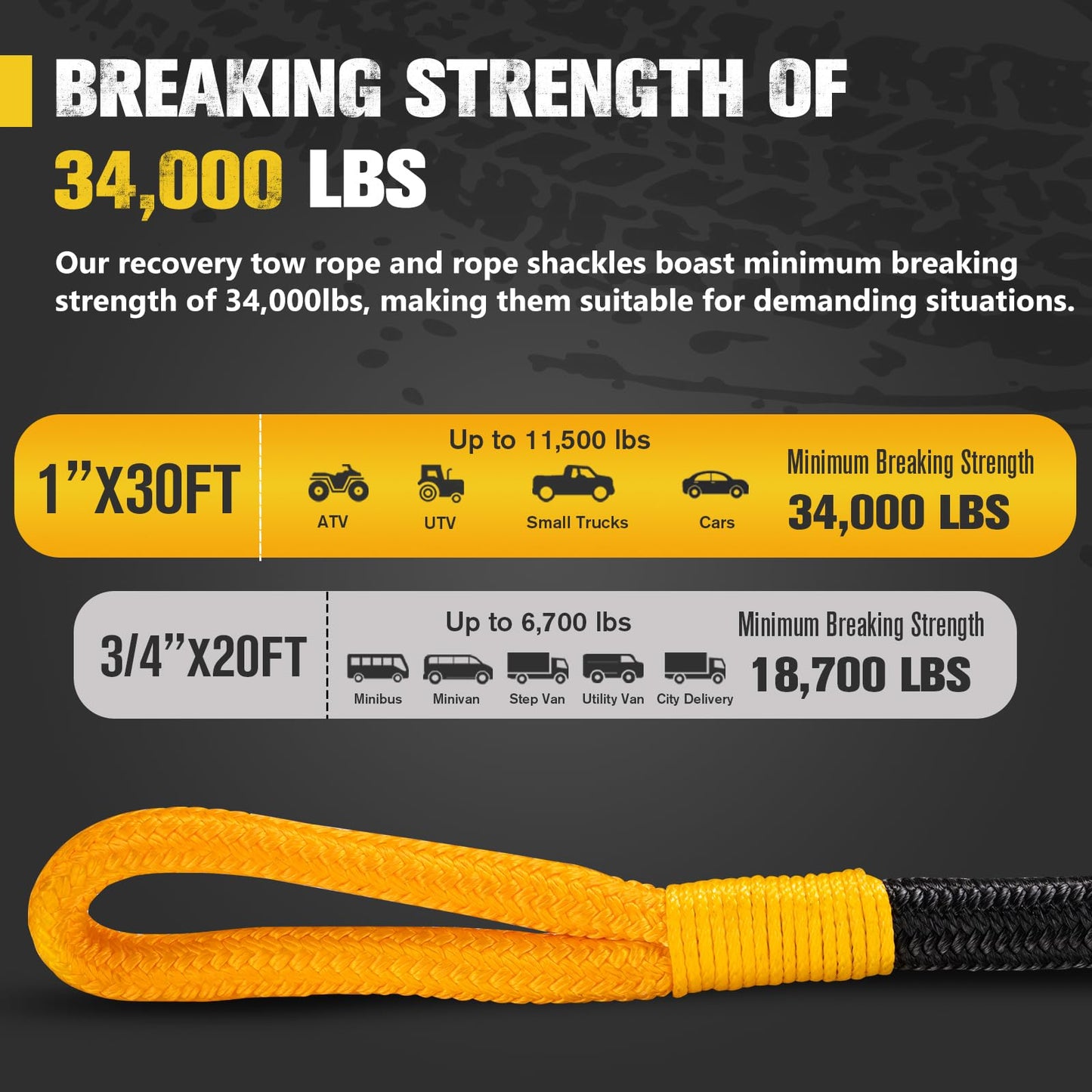 BUNKER INDUST Off Road Traction Boards (Gen 10) Blue + 1"×30ft Kinetic Recovery Rope with 2 Soft Shackles Kit