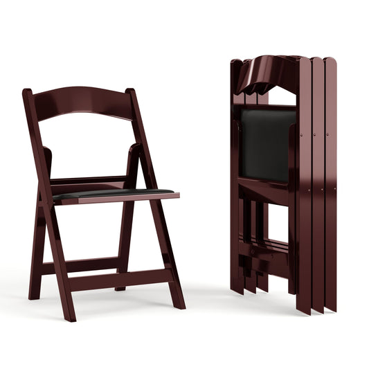 Flash Furniture Hercules Series Folding Chairs for Weddings and Formal Events, Stackable Commercial Event Seats with 1,000-lb. Static Weight Capacity, Set of 4, Red Mahogany