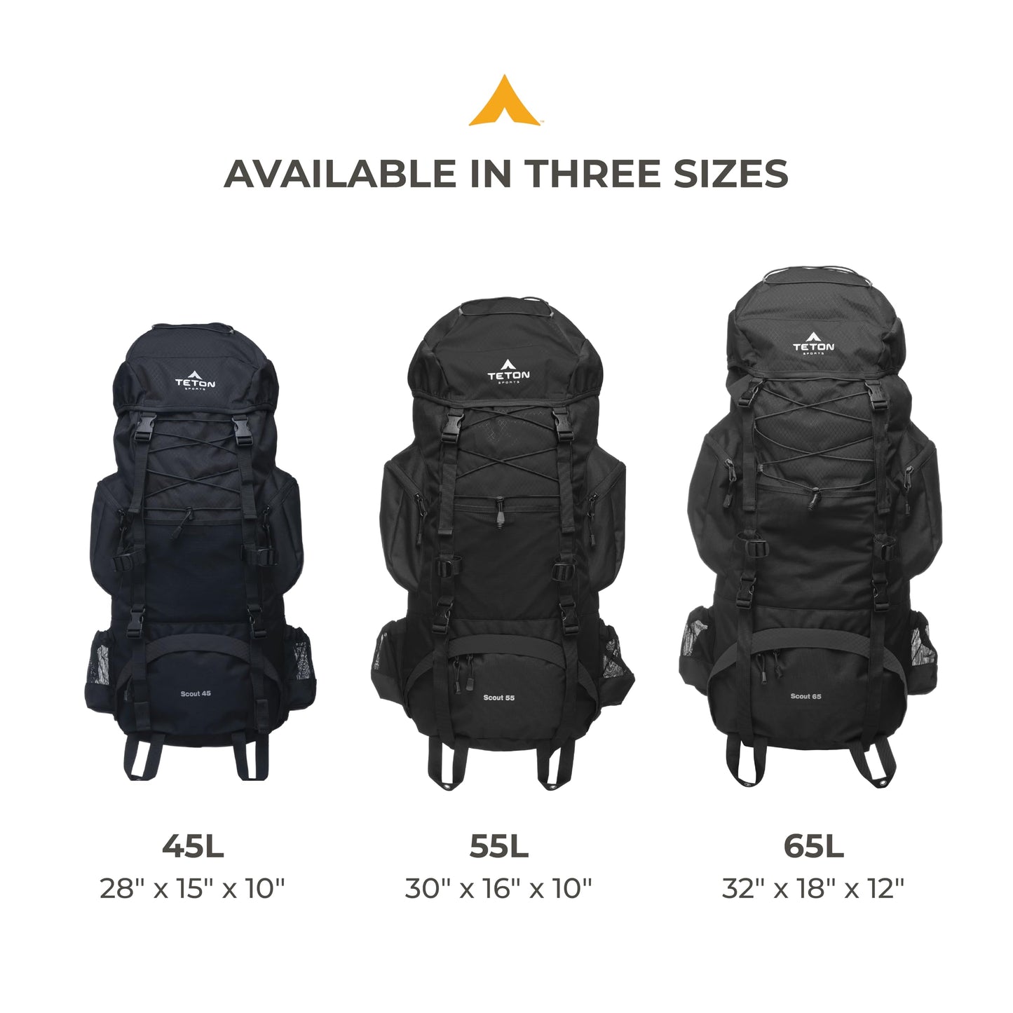 Teton 55L Scout Internal Frame Backpack for Hiking, Camping, Backpacking, Travel, Rain Cover Included, Burnt Orange
