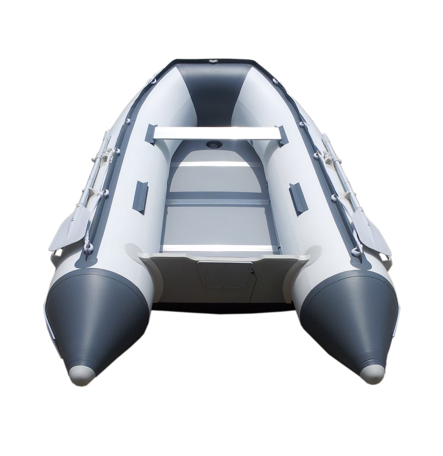 Newport 10ft 6in Newport Model Inflatable Dinghy Boat Transom Sport Tender - 5 Person - 15HP USCG Rated, White/Gray