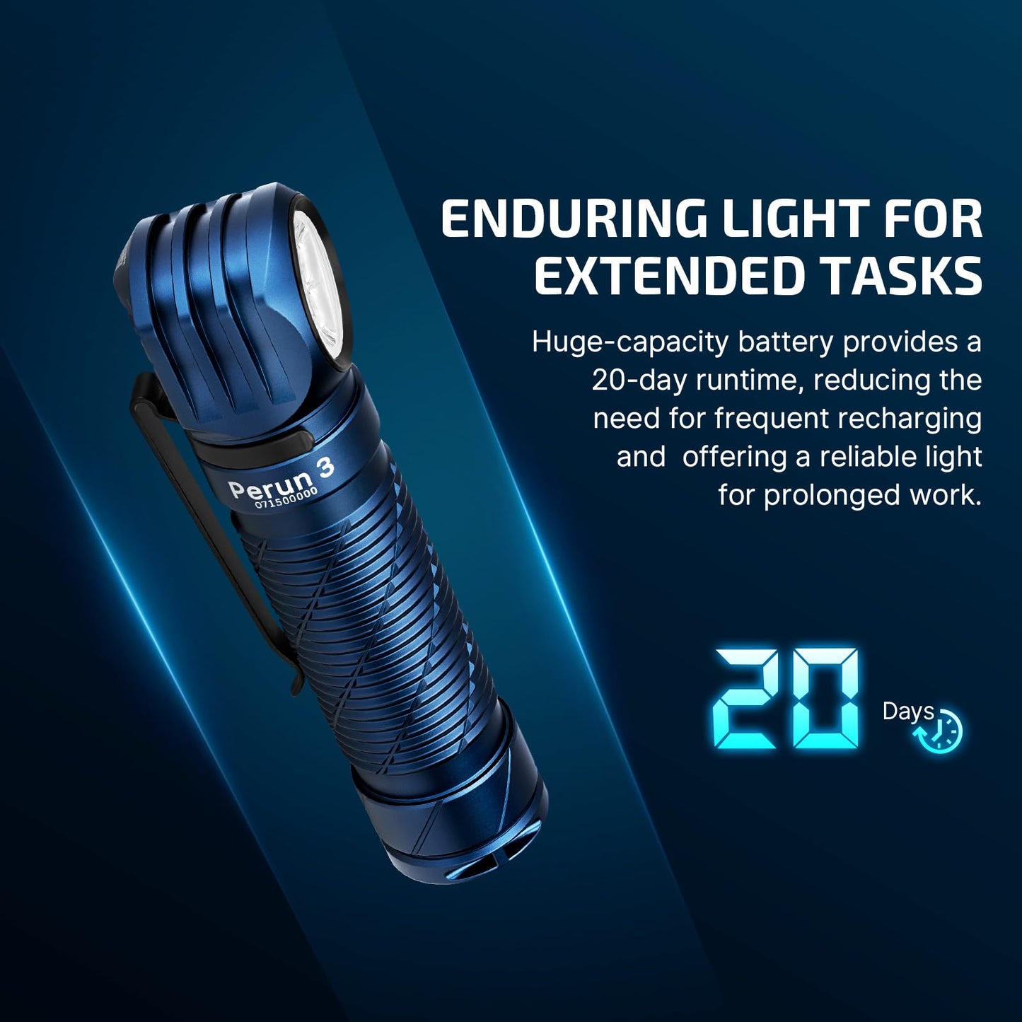 OLIGHT Perun 3 Rechargeable Headlamp Flashlight, 3000 Lumens LED Headlight with Red Light, Waterproof Head Lamp with Headband for Outdoor Camping, Hiking, Working (Midnight Blue)