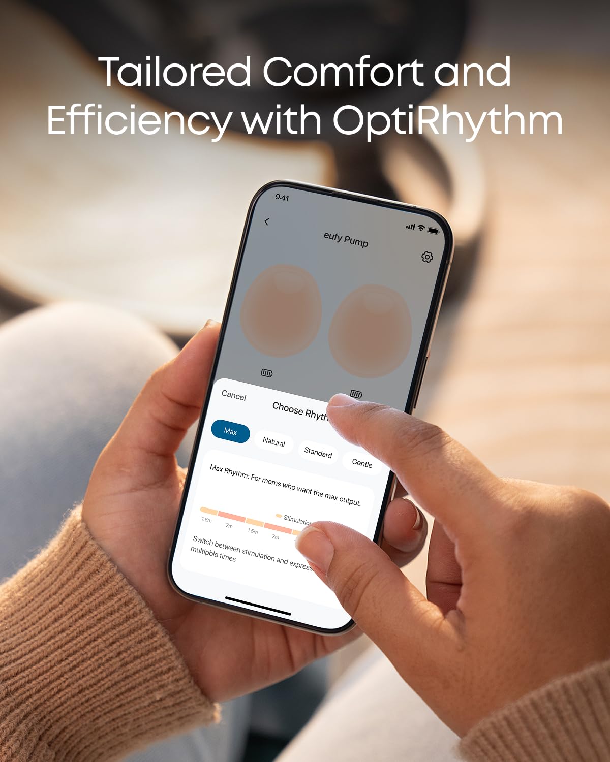 eufy Security Heated Breast Pump S1, Hands-Free Breast Pump with Industry-Leading HeatFlow Tech, App-Controlled OptiRhythm, 300 mmHg Strong Suction, Leakproof, Slim and 46 dB Quiet for in-Bra Use