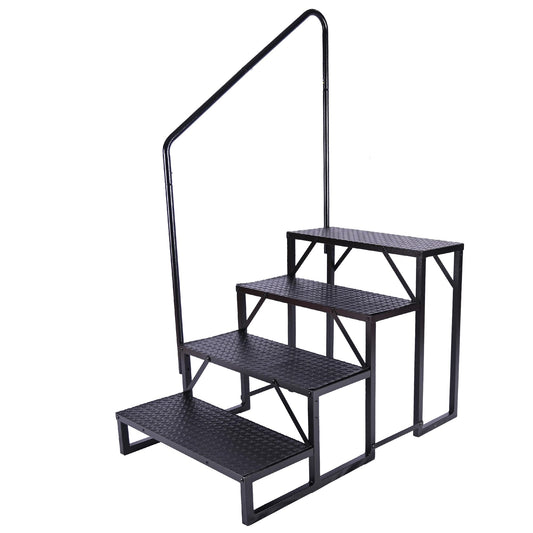 Gresspro 4-Step RV Steps with 1 Handrail, Heavy-Duty RV Stairs for Camper, Hot Tub, Trailer & Porch with Non-Slip Mats