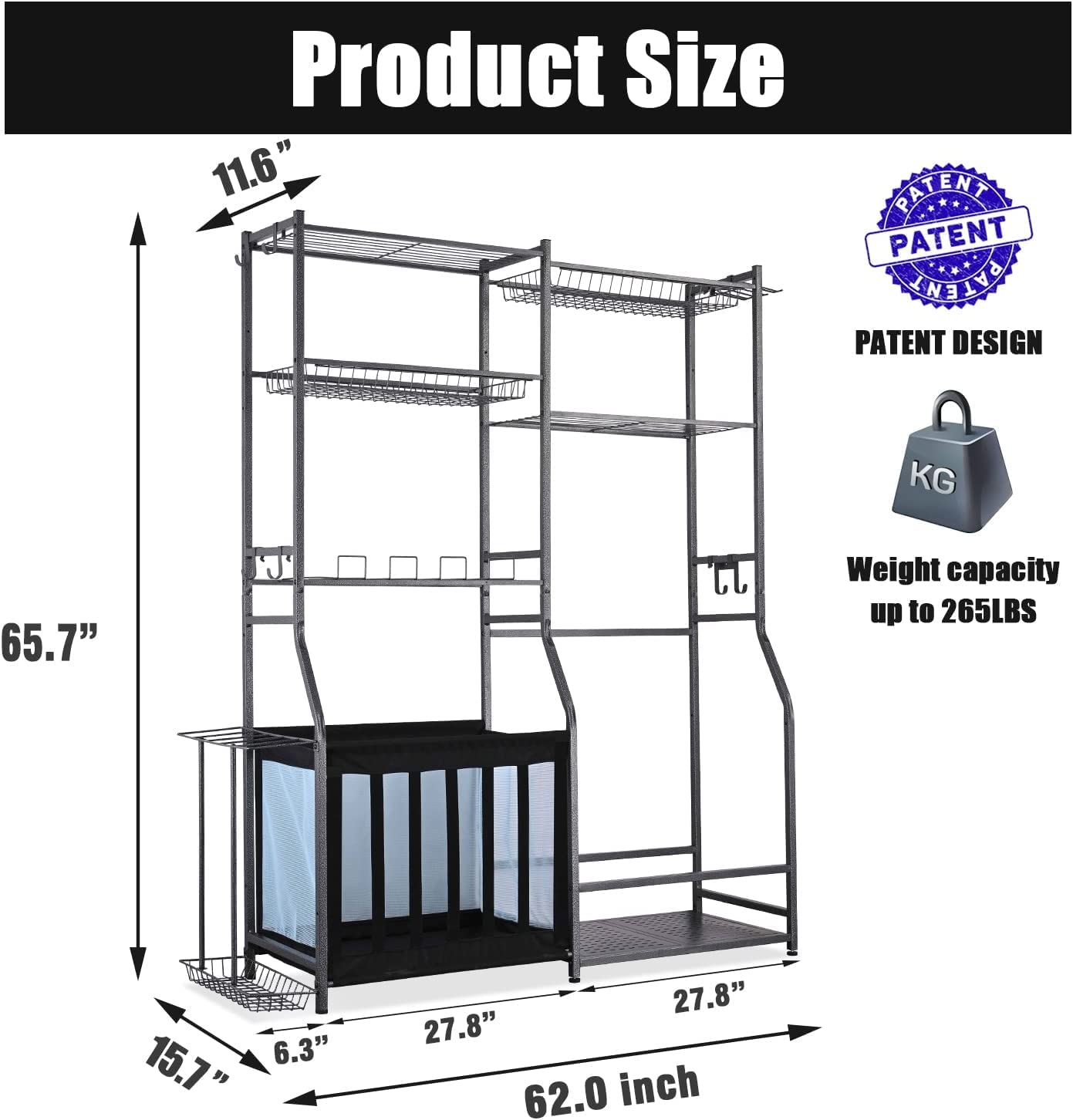 Mythinglogic Garage Sports Equipment Storage, 2 Golf Bag Storage Stand and Other Sports Equipment Storage Rack, Garage Organizer System