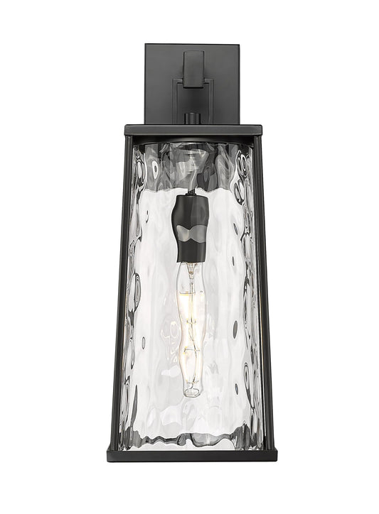 ML Lighting | Dutton Collection | 10611-PBK | 1 Light Outdoor Wall Sconce in Powder Coated Black with Textured Glass Shade | Perfect for Walkways, Porches, Backyards, Patios, and Driveways