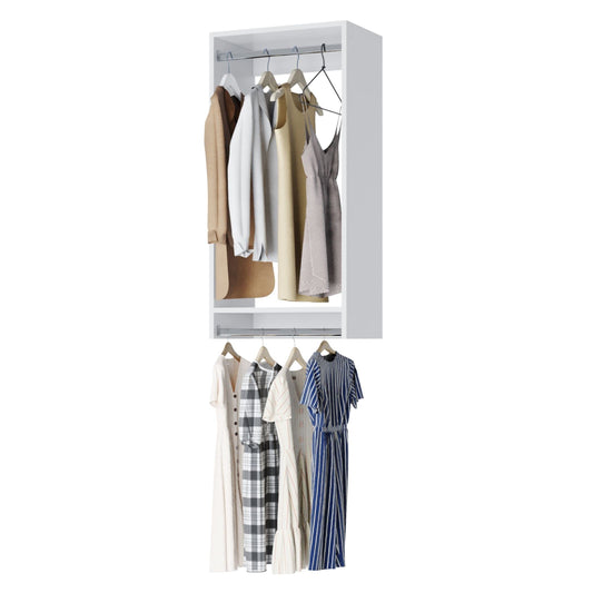 Double Hanging Closet Unit - Modular Closet System For Hanging - Corner Closet System - Closet Organizers And Storage Shelves (White, 24 inches Wide) Closet Shelves