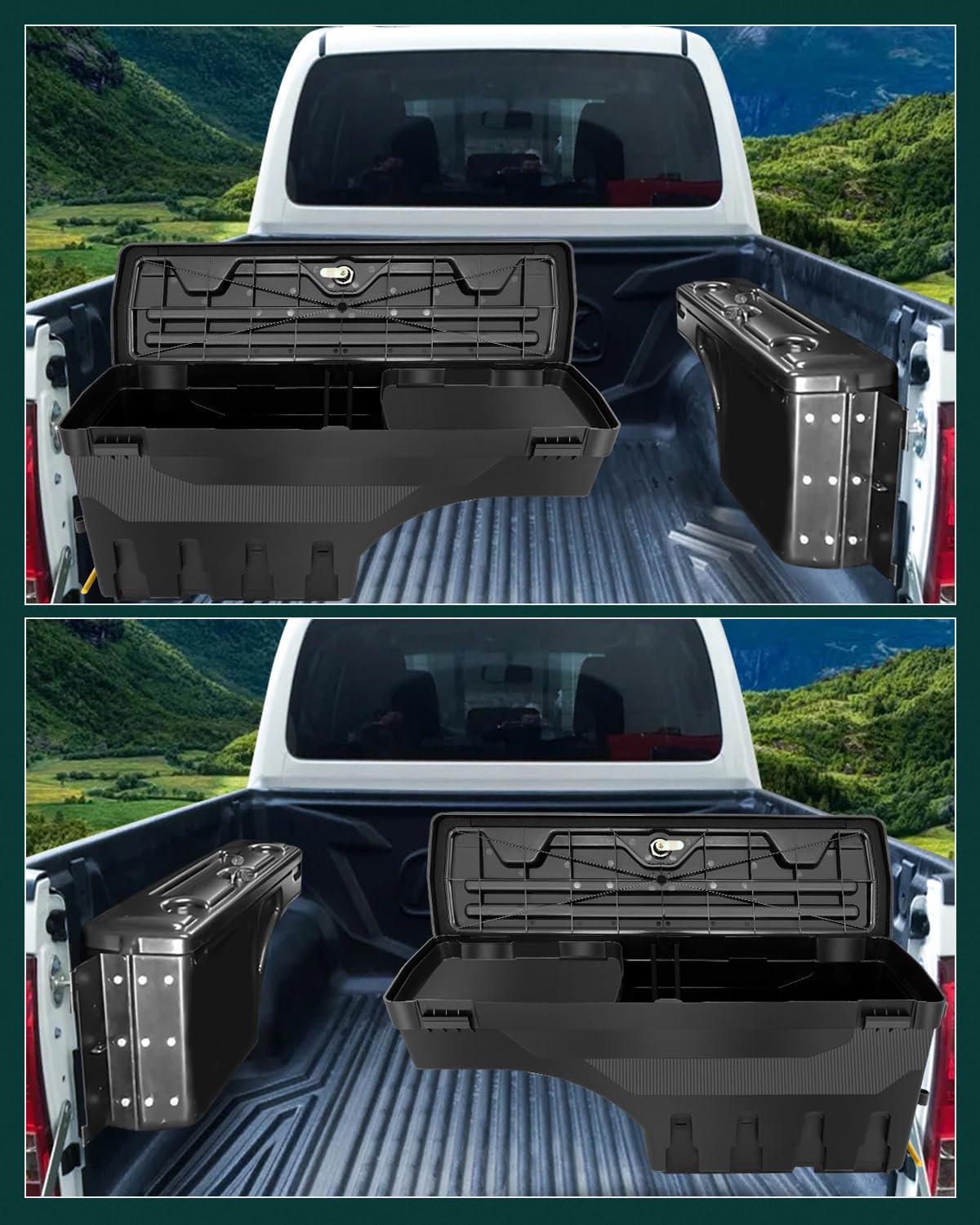 SCITOO Truck Bed Tool Box for Nissan Frontier 2004-2020 Left & Right Side,Multi-Compartment Dividers Organized Storage,Heavy Duty & No-Drill Installation