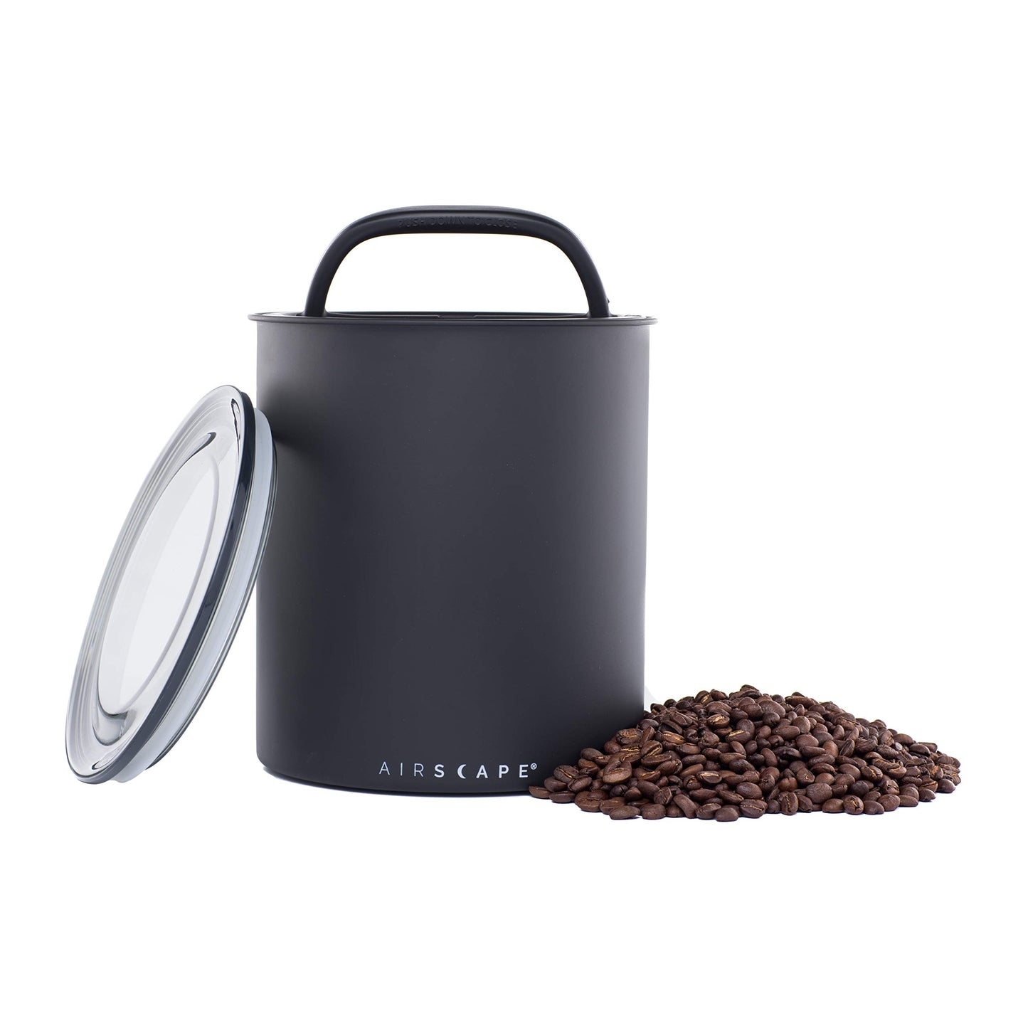 AirScape Kilo Coffee Storage Canister - Set of 3 - Large Food Container - US Patented Airtight Lid 2-Way Valve Preserve Food Freshness, Holds 2.2 lb Dry Beans (Large Kilo, Matte Black, White & Gray)