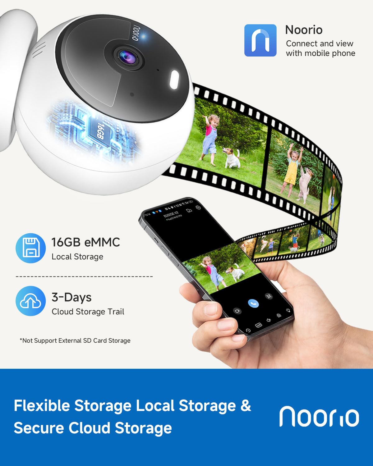 Noorio Security Cameras Wireless Magnetic, 2K+ Indoor Outdoor Camera for Home Battery Powered, Smart Motion Detection Outdoor Pet Camera, Free Local Storage MagCam, 2.4G WiFi, B211S