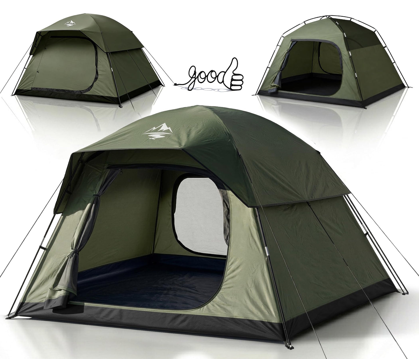 Purebox Tent 4 Person Camping Tents - Double Layer with 2 Doors & Rainfly, Portable Waterproof & Windproof Tents, Large Mesh Ventilation, Easy Setup Family Tent for Camping, Hiking and Backpacking