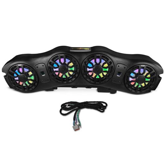 DS18 JL24-SBAR/BKLD Overhead Sound Bar System with 4X 8 Marine Speakers with Digital Dream LED Lights, Compatible with Jeep Wrangler/Gladiator JL/JLU/JT 2024 to Present, OEM Fit