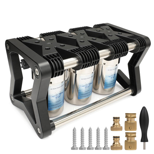 R3 RV Water Purification System: 0.2-Micron, Compact 5-Inch Filter, Three-Stage Premium Filtration for RVs, Trucks, Boats, and Campers