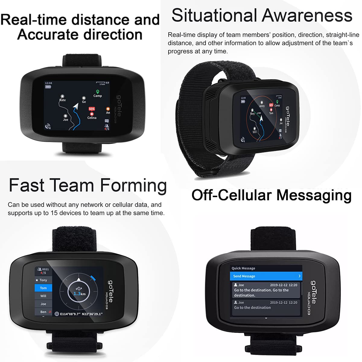 2 Packs GPS Handheld for Hiking Real Time Group Outdoor Exploring Tracking Communication Device Gotele Xquad 03 Off Grid Tracker No Network Required
