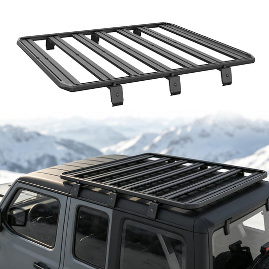 Trumgeta Jeep Wrangler JL Roof Rack Platform 2018-2026, 56" x 82" All Aluminum Rooftop Cargo Rack with T-Slot System, 700 lbs Dynamic 900 lbs Static Load, Overland Rack for Rooftop Tent Camping Gear