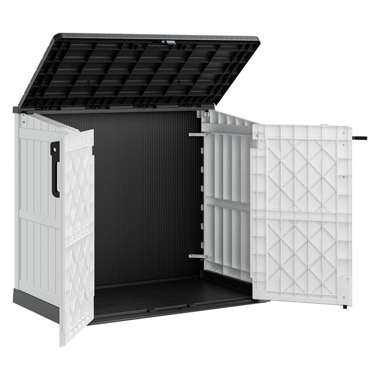 LHBcraft Outdoor Storage Cabinet 36 Cu Ft with Lockable Doors, Waterproof Outdoor Storage Box for Patios,Portable Horizontal Resin Storage Shed, Easy to Assemble